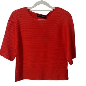 Alpha60 Womens Rune Pleat Top Poppy Red Y2K Textured Artsy Vibrant Large NWT